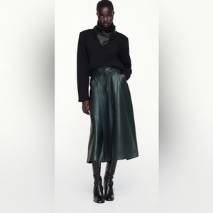 Zara Faux Leather Midi Skirt